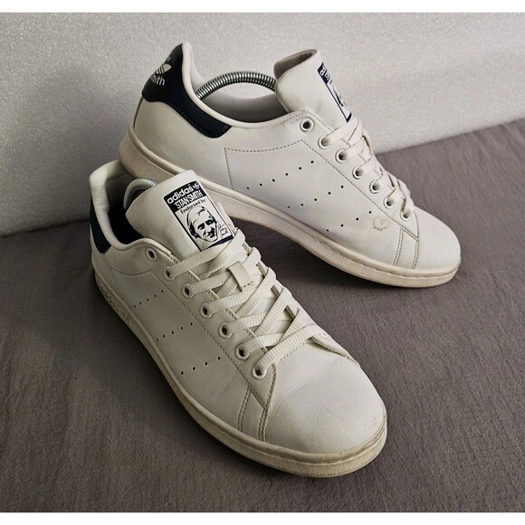 Mens Sz 10 Adidas Stan Smith White Navy Casual Athletic Tennis Shoes Preppy Y2K main image 5